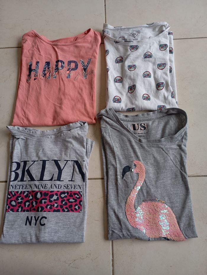 Lot de 4 tee shirts MC fille 14 ans
