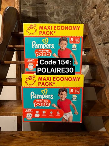 Lot 2 cartons couche culottes Pampers taille 8