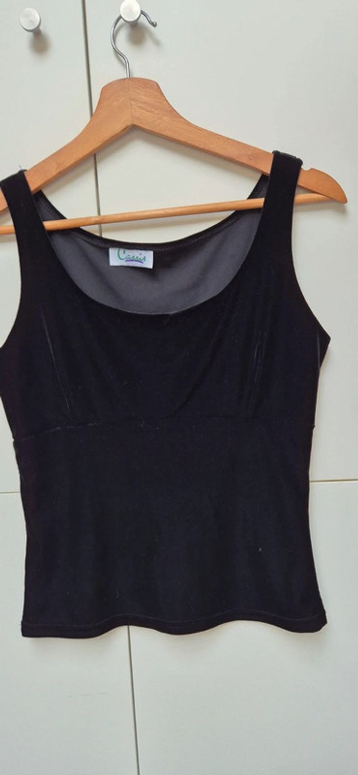 Débardeur noir cassis velours s