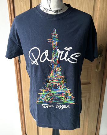 T-shirt bleu marine motifs Tour Eiffel mixte taille 36/38