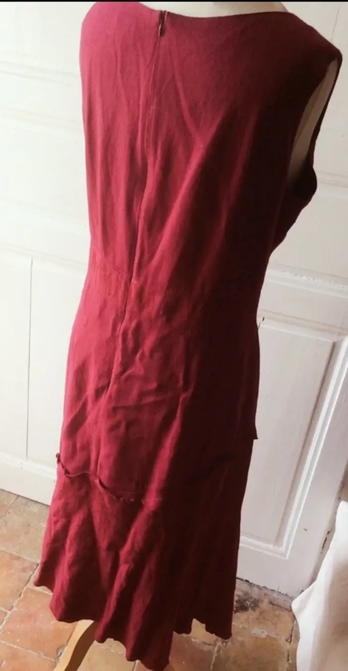🌹Robe lin rouge cerise 44 - photo numéro 4