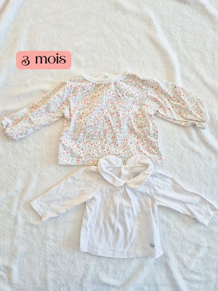 Lot 2 t shirts manches longues 3 mois