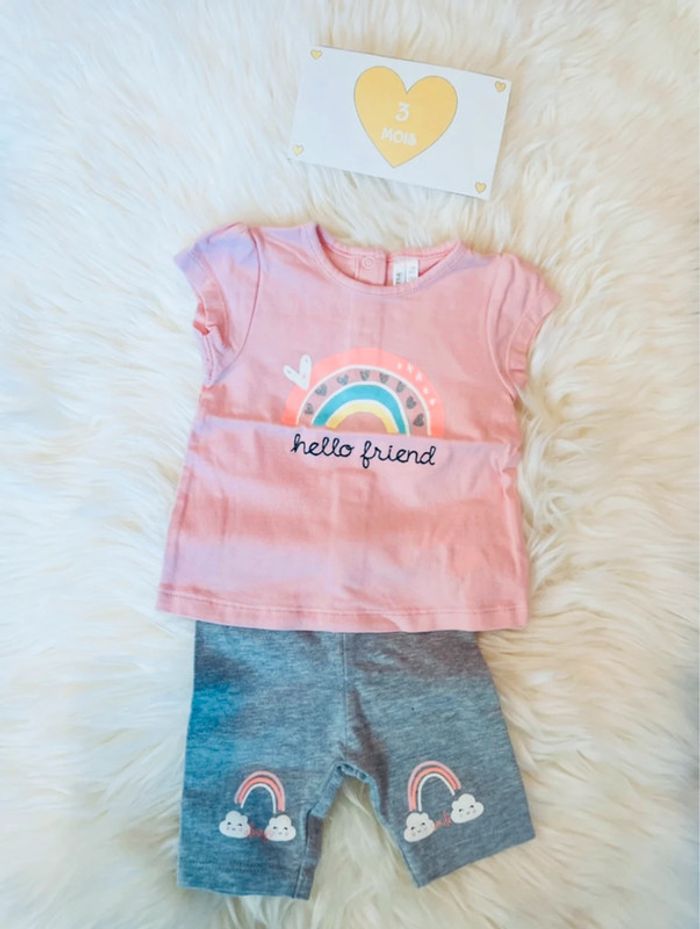 3 mois - ensemble legging court et T-shirt MC