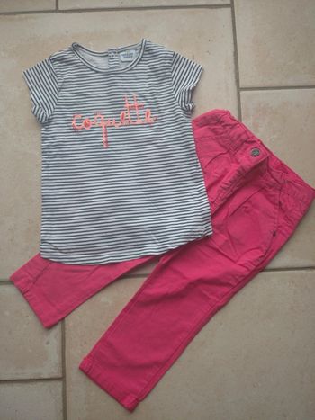 Ensemble (tee shirt+pantalon) Fille 23 mois Coquette Tao