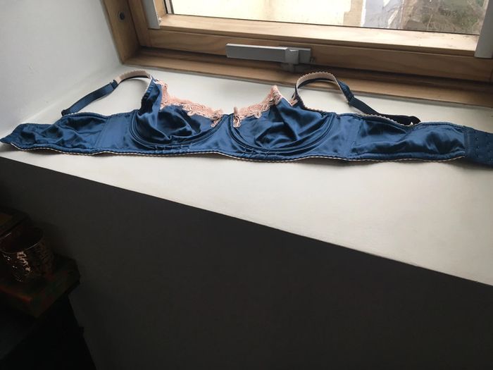 Soutien-gorge soie bleu/rose 95DD Elle Macpherson neuf sans étiquette - photo numéro 2