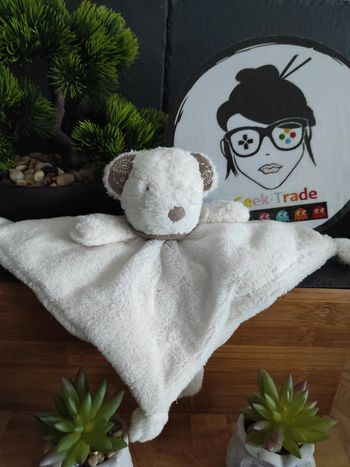 Doudou Ours Blanc Marron Bandana Foulard Nicotoy Plat Mouchoir  #geektradedoudou