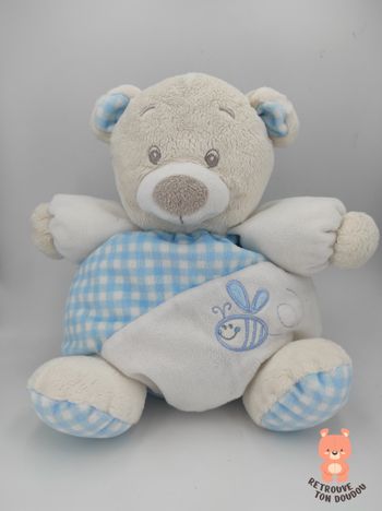 Doudou Boule Ours blanc et bleu Gipsy