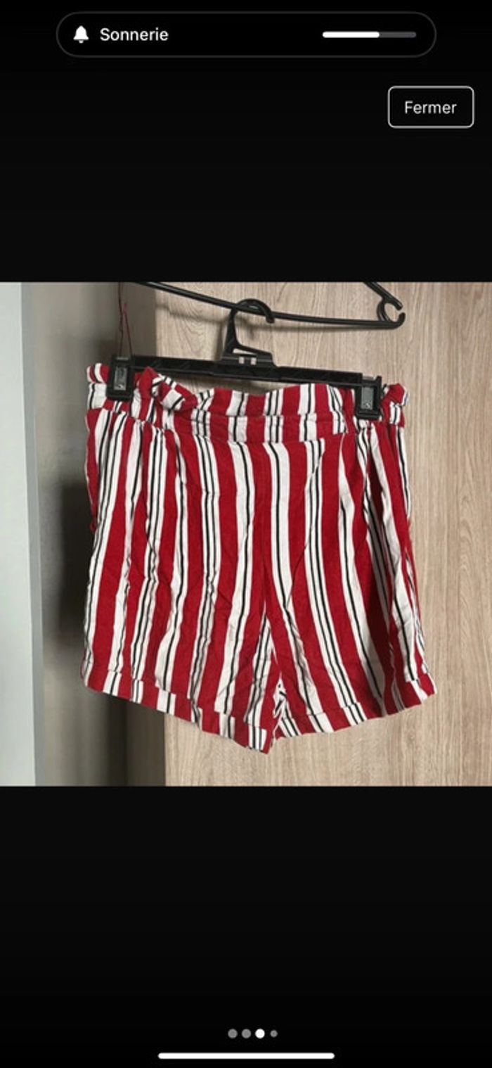 Short tissu rayé rouge et blanc - photo numéro 3