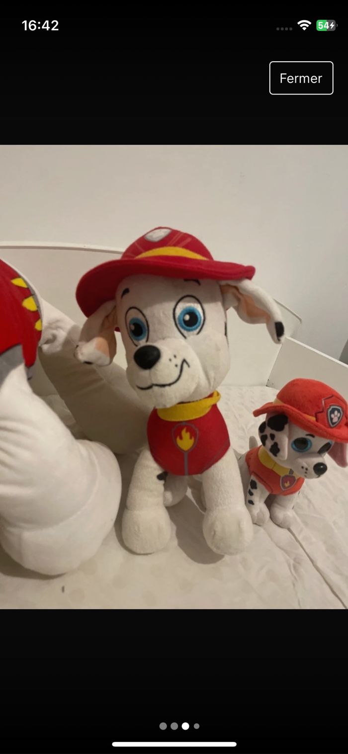 Lot de trois peluche pat patrouille Marshall - photo numéro 3
