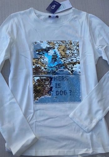 T-shirt Okaïdi avec sequins taille 14 ans, neuf