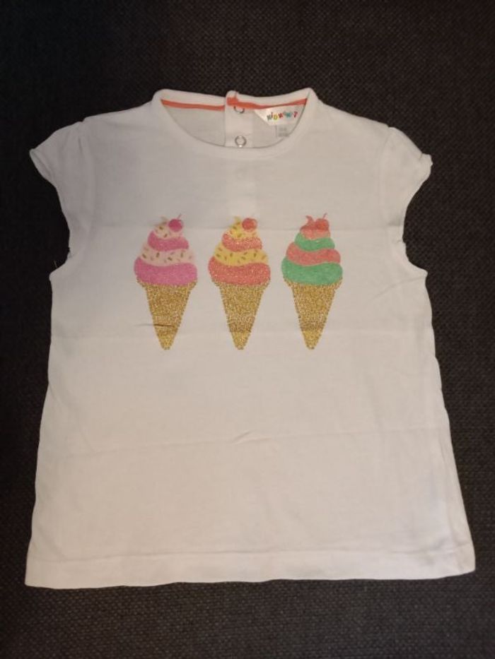 Tee shirt manches courtes blanc glaces