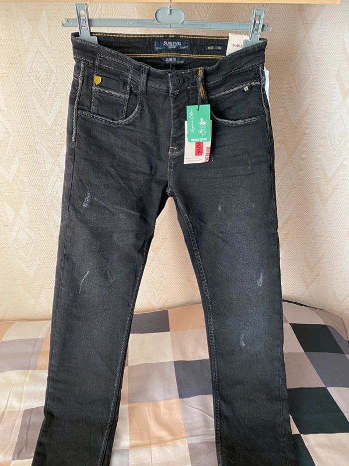 Superbe beau jean noir effet dégradé blanc Homme neuf avec étiquette taille 40 Sublevel - photo numéro 2