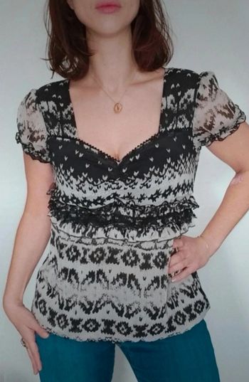 Blouse manches courtes décolleté coeur taille 40