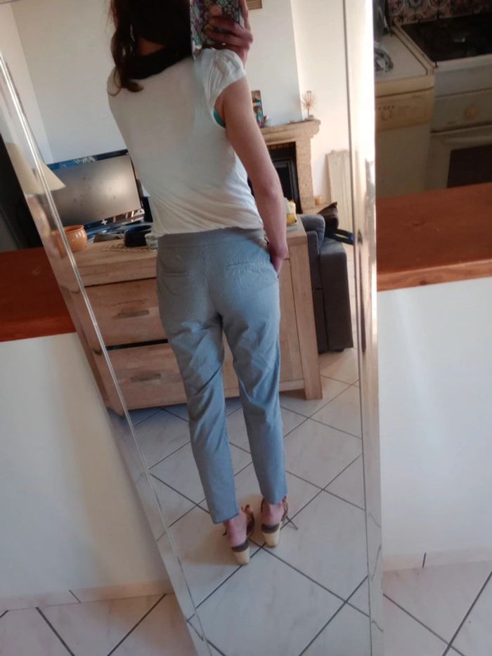 Pantalon femme 36 type cigarette vichy noir et gris c8 - photo numéro 6