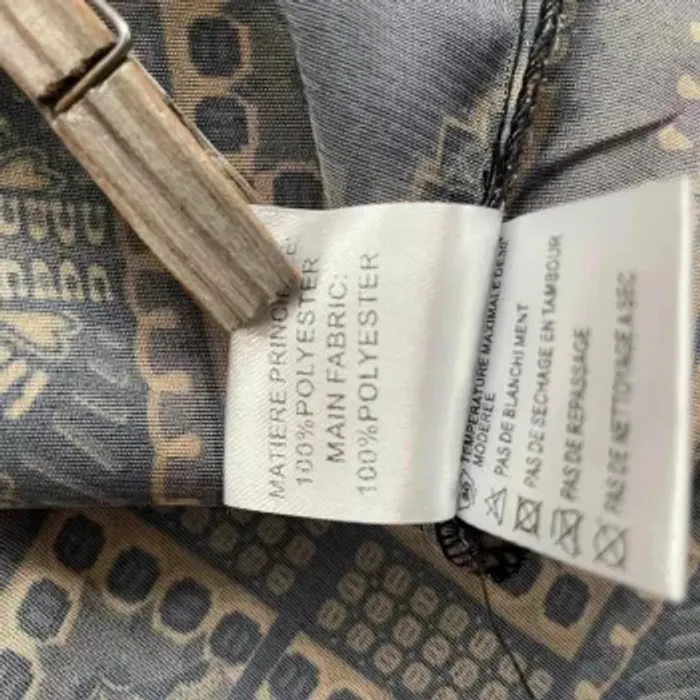 Blouse fluide imprimé ethnique noir et camel Chattawak – taille M, col tunisien V041 - photo numéro 10