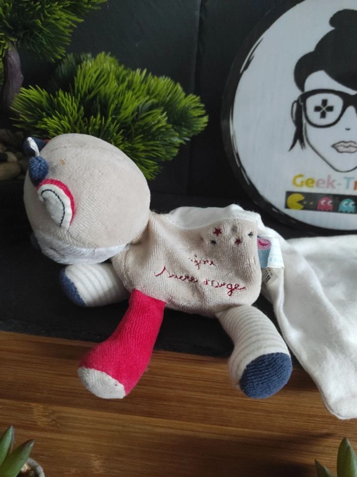 Doudou Cerf Renne Mouchoir Cajou Sucre D'orge Beige Rouge Bleu #geektradedoudou - photo numéro 2