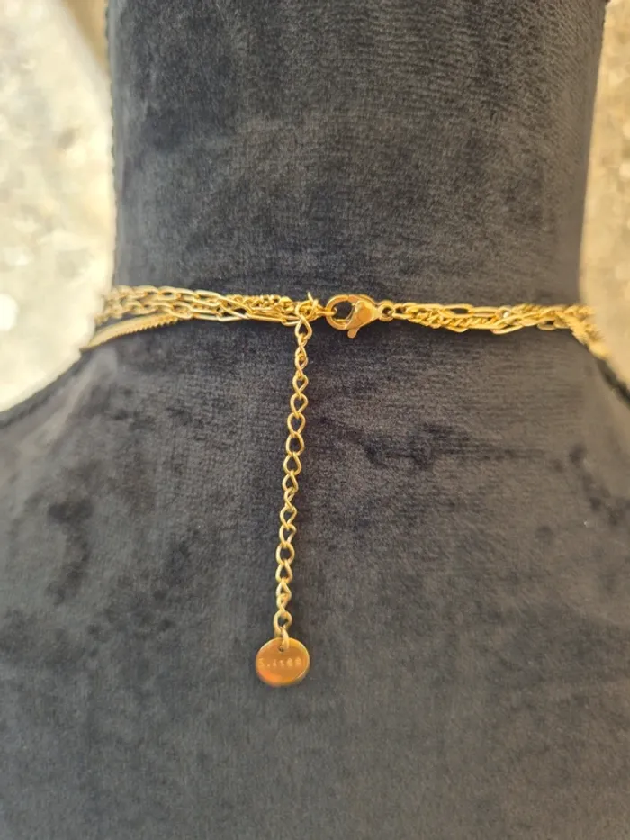 Collier Multi-rangs fantaisie doré - photo numéro 3