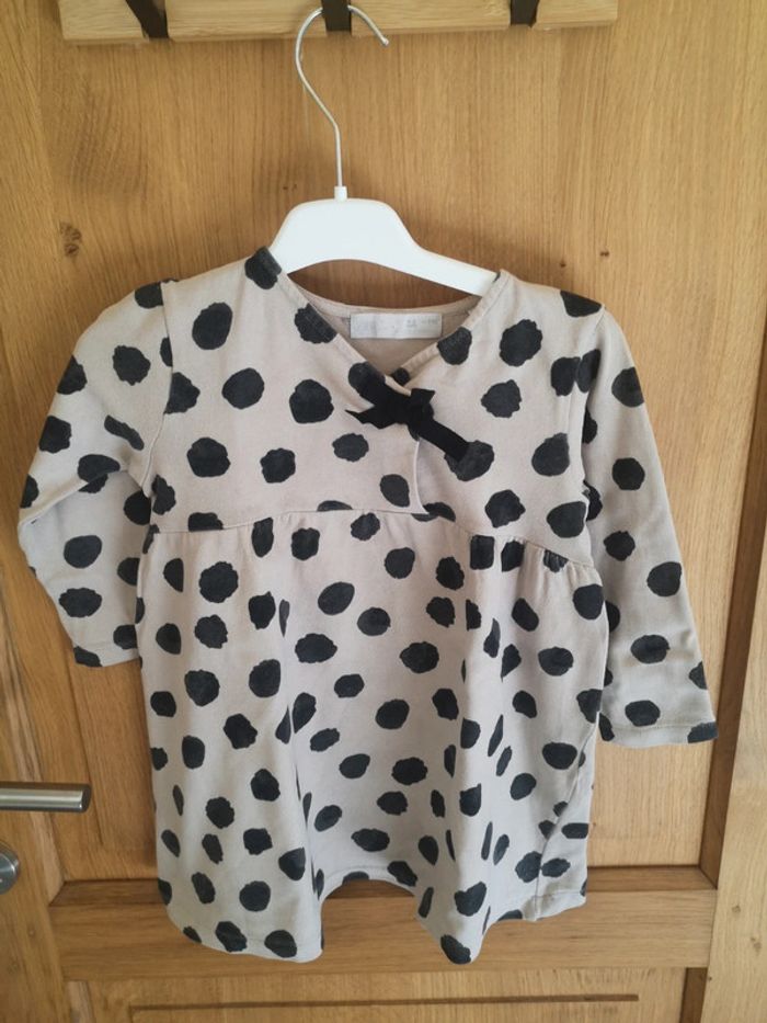 Robe courte en vieux rose à pois noir Zara 5 ans