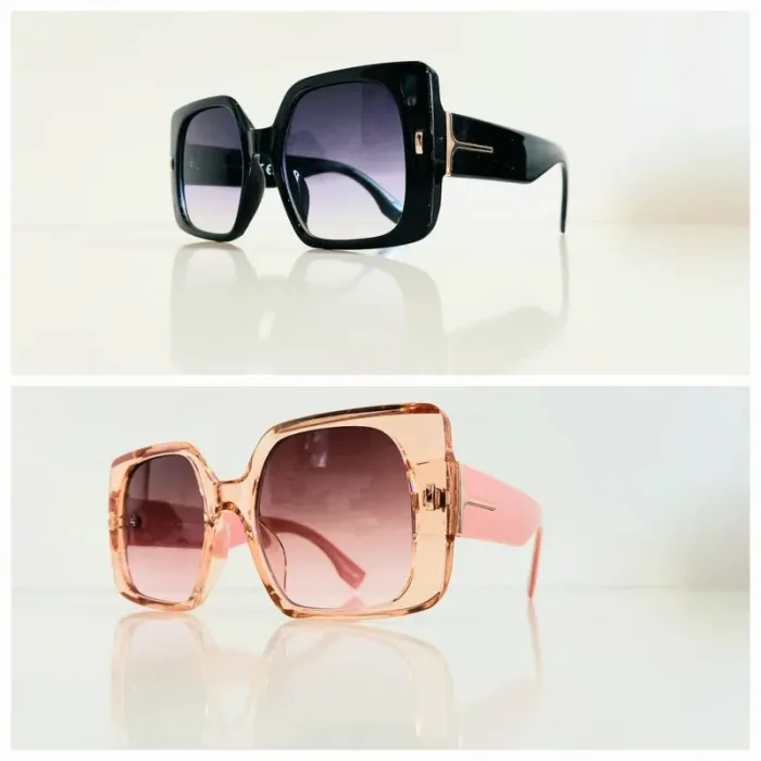 Lot de deux lunettes de soleil femme rectangulaire noire et rose uvprotection catégorie 2 et 3 - photo numéro 3
