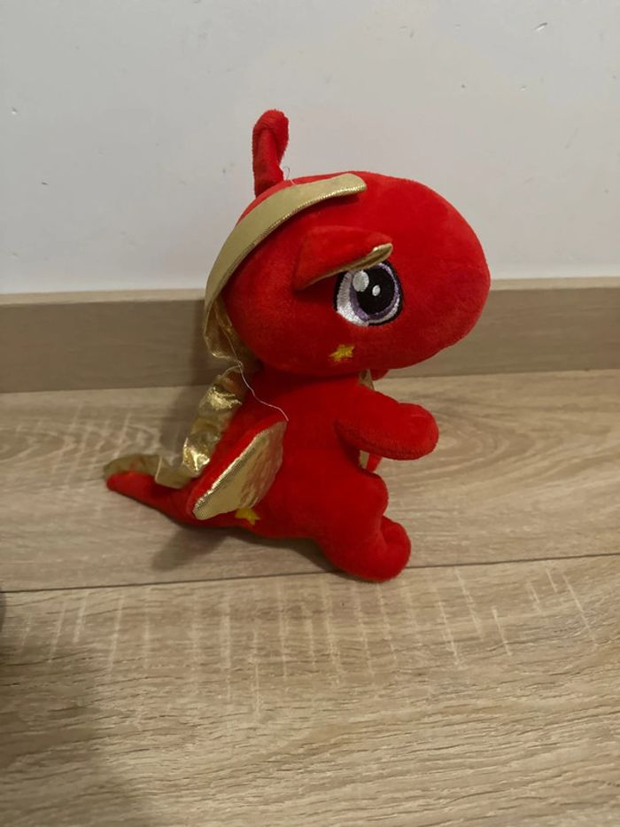 Peluche dragon rouge et or - photo numéro 2