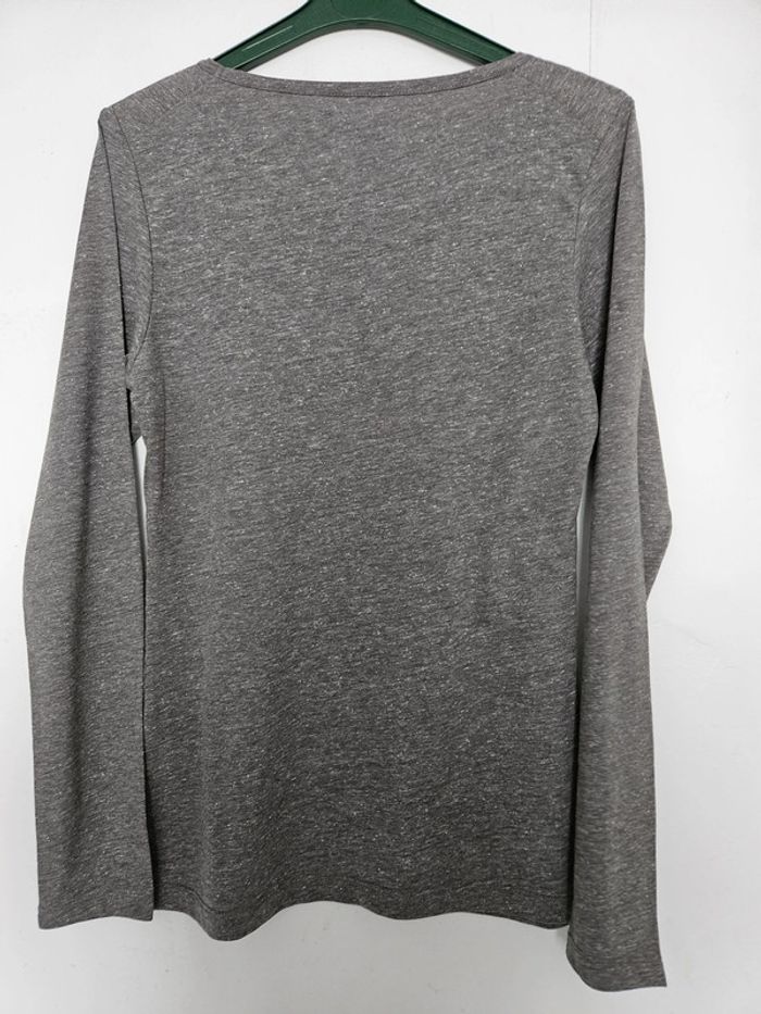 T-shirt à manches longues femme - Taille M / 38 - Studio - Gris imprimé rose - photo numéro 4