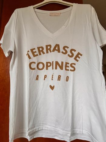 T-shirt blanc col v April Vintage 38-40