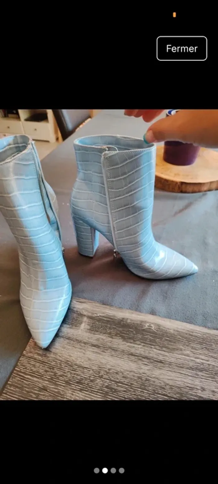 Bottines bleu ciel croco – JustFab – Taille 38 – Style & originalité - photo numéro 2
