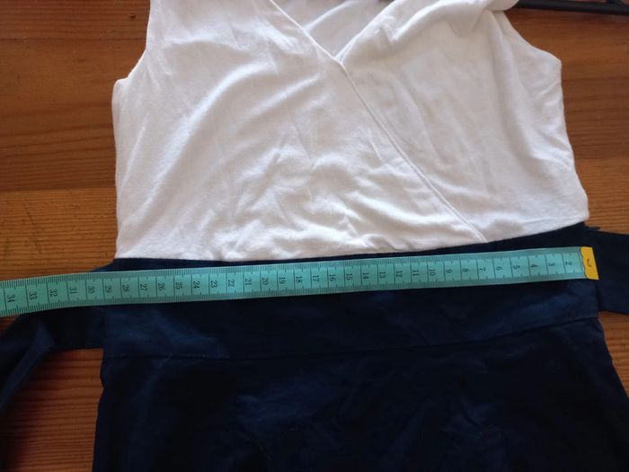 Robe bi-matière bleu/blanc - photo numéro 7