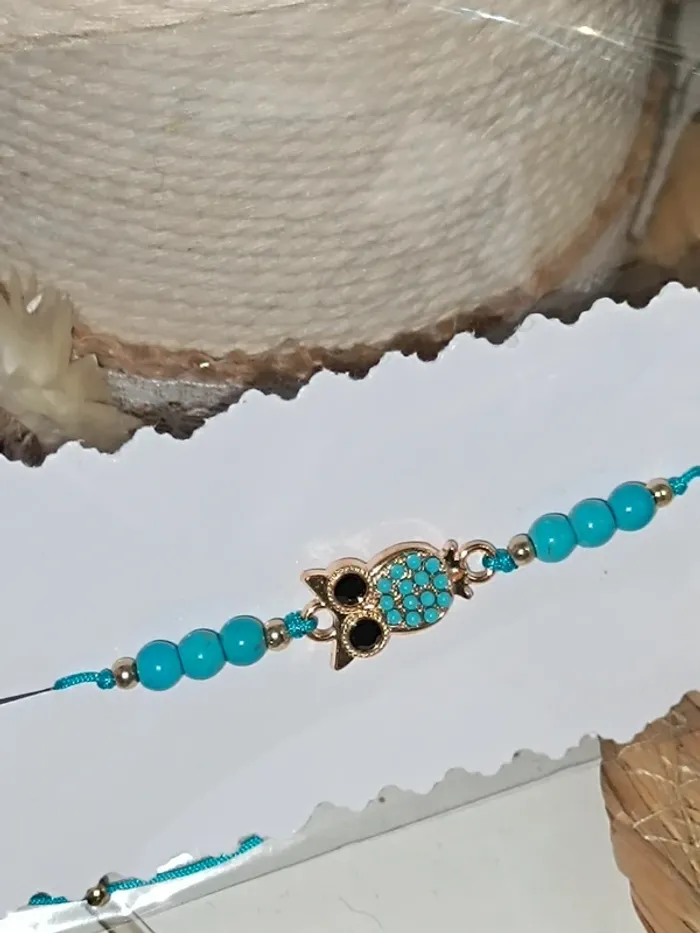 Bracelet hibou-Perle turquoise 🩵
