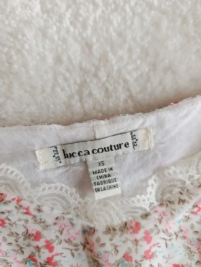 Robe courte Lucca couture XS légère fluide blanc crème fleuri - photo numéro 4
