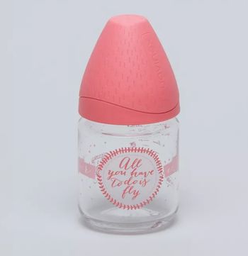 Biberon en Verre Meaningful Life Rose 120ml - Suavinex - Col Large - Anti-Colique - 3 Vitesses
