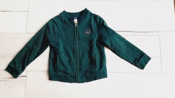 Vêtement fille gilet vert point doré Okaïdi 3 ans