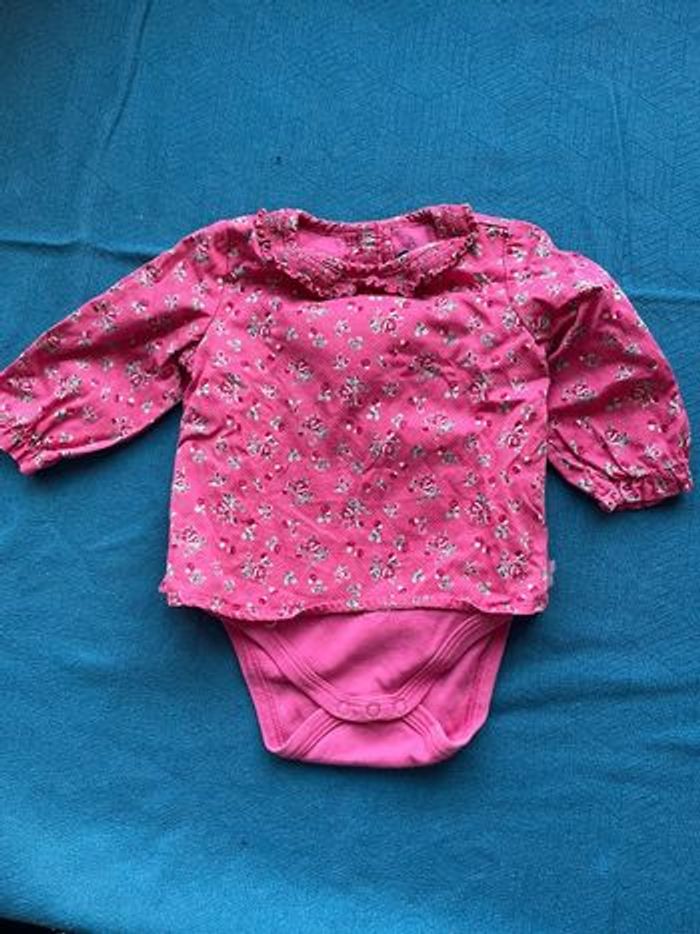 Blouse body imprimé fleuri fuschia taille 3 mois Sergent Major