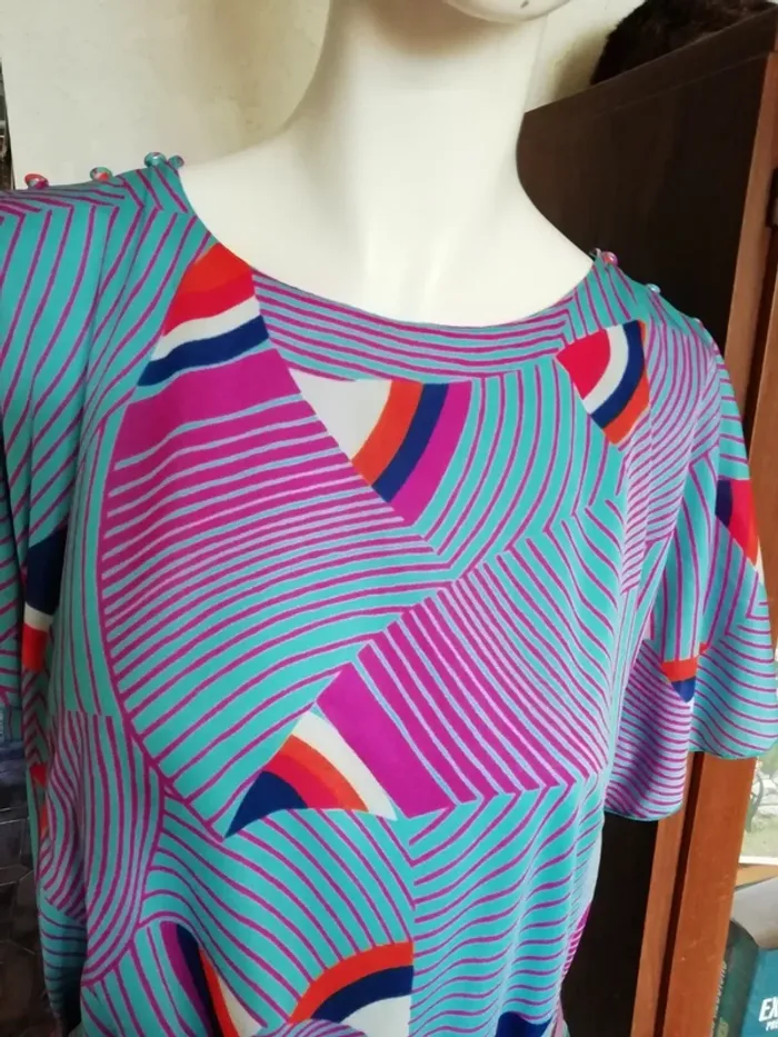 Robe dress vintage eighties 80 purple violet orange - photo numéro 2