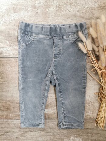 🌸Pantalon gris Obaibi 12mois velour