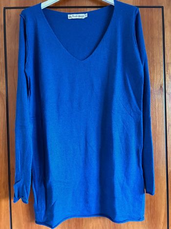 Pull bleu col v ailes taille unique Purple Queen