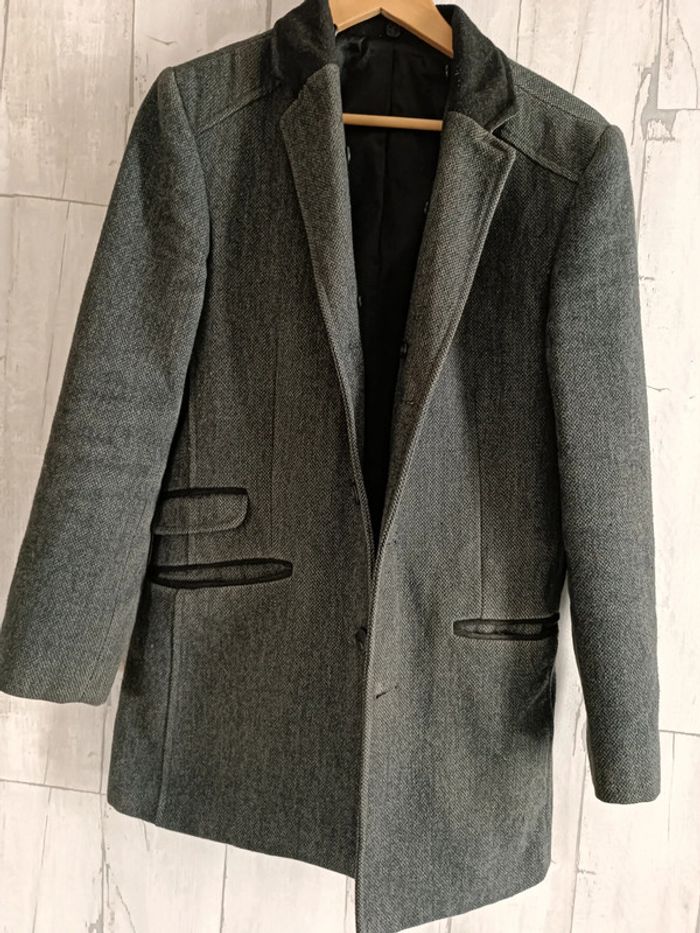 Manteau mi-long caban gris