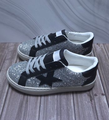 Baskets Femme Paillettes Argentées - Style Étoile Noire - Neuves Taille 40