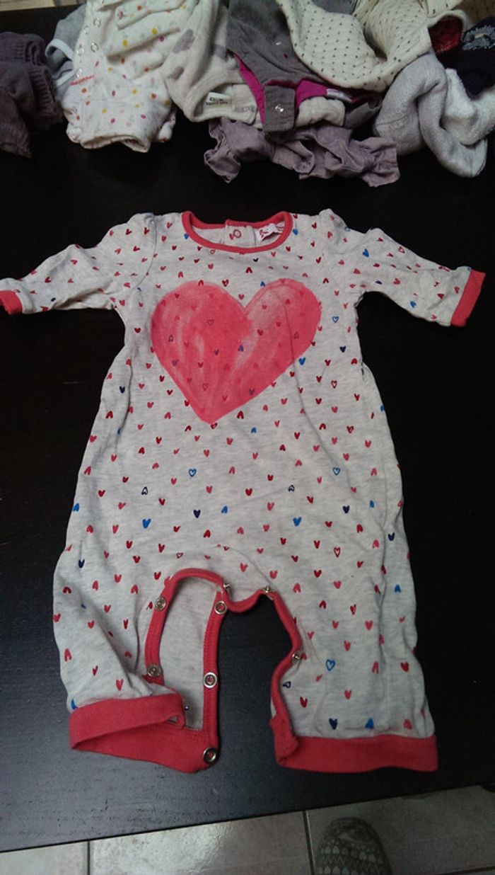 Pyjama coeur bébé fille léger sans pied été 3 mois DPAM neuf