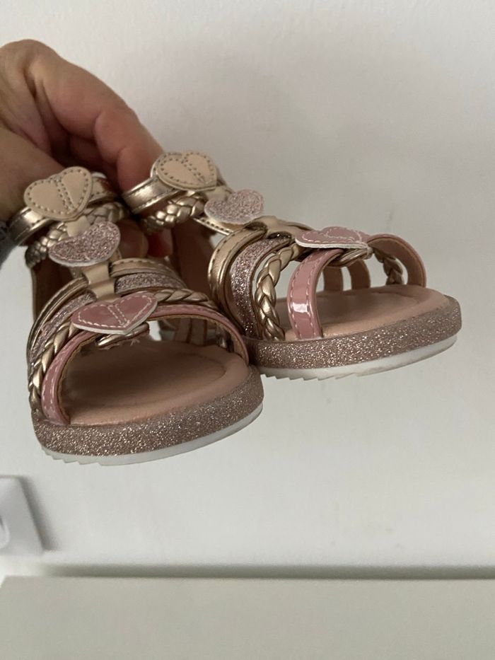 Sandales montantes enfant - Style gladiateur - Or rose / Paillettes - Pointure 23 - photo numéro 3