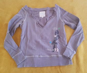 Sweat léger col V violet