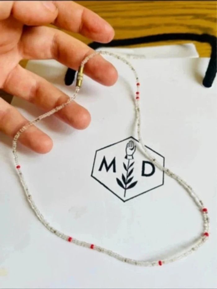 Sublime collier à perles neuf transparent et orange