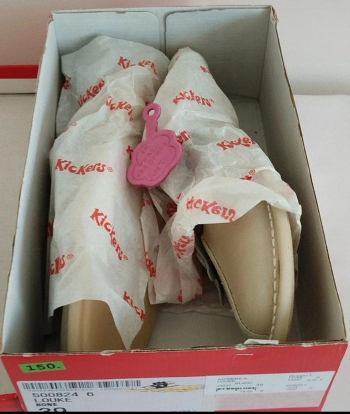 Chaussures grises en cuir Kickers taille 39 - photo numéro 4