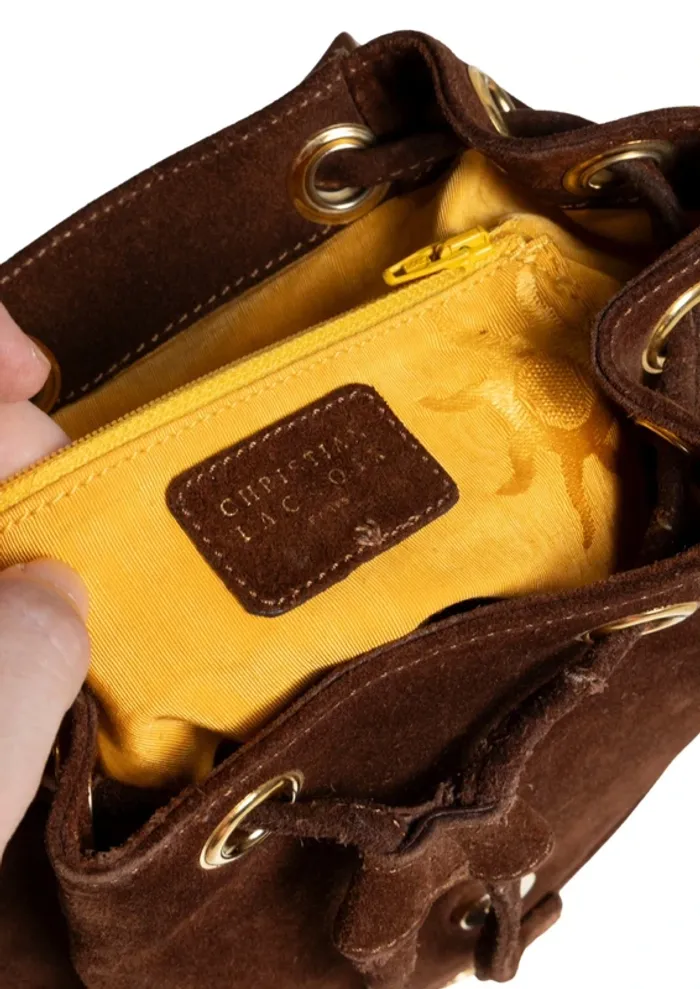 Sac à dos vintage Christian Lacroix en daim chocolat - photo numéro 12