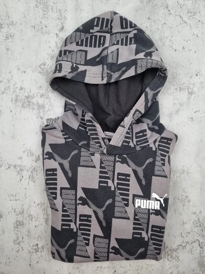 Sweat à capuche Puma gris – Taille 12 ans Garçon (mesures en photos) - photo numéro 2