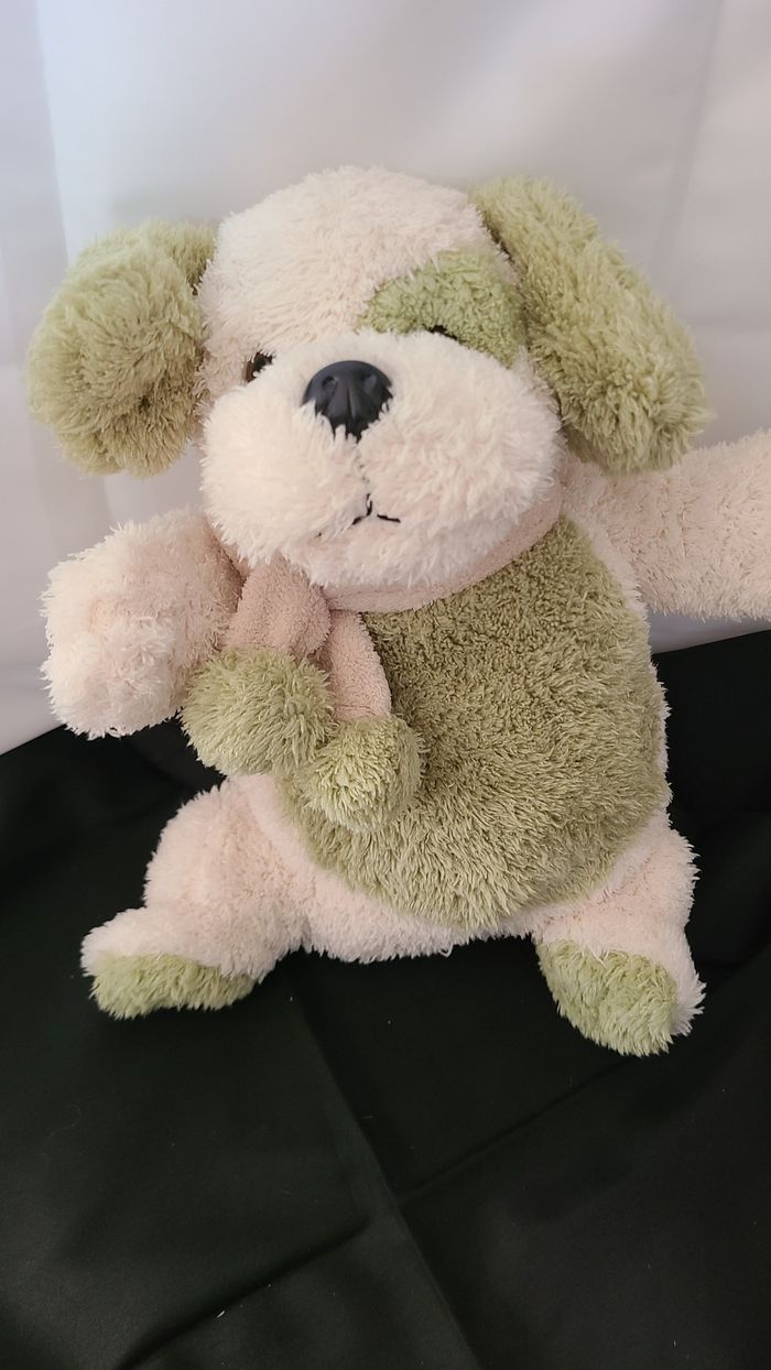 doudou chien range pyjama vert blanc echarpe pompon - photo numéro 6