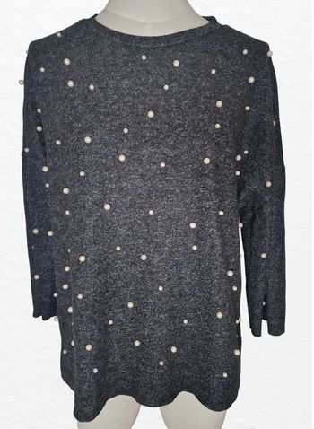 Pull manches 3/4 Zara Trafaluc – Taille S – Gris foncé – État : Très bon