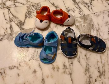 Sandales bleues et pantoufles renard, lot de 3, 12-18 mois