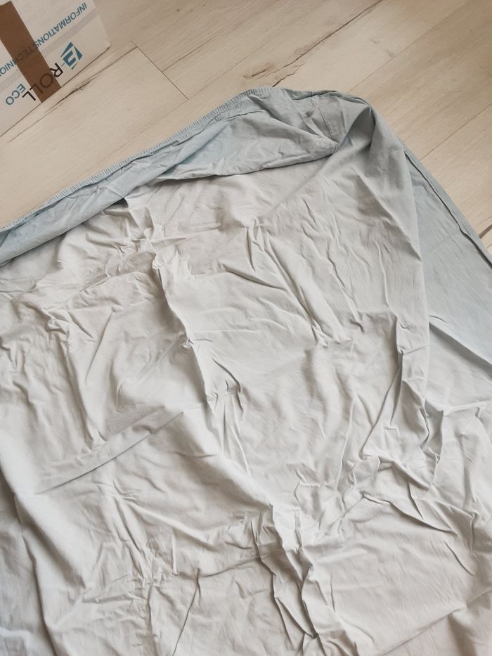 Linge de lit une 1 personne drap housse bleu - photo numéro 3