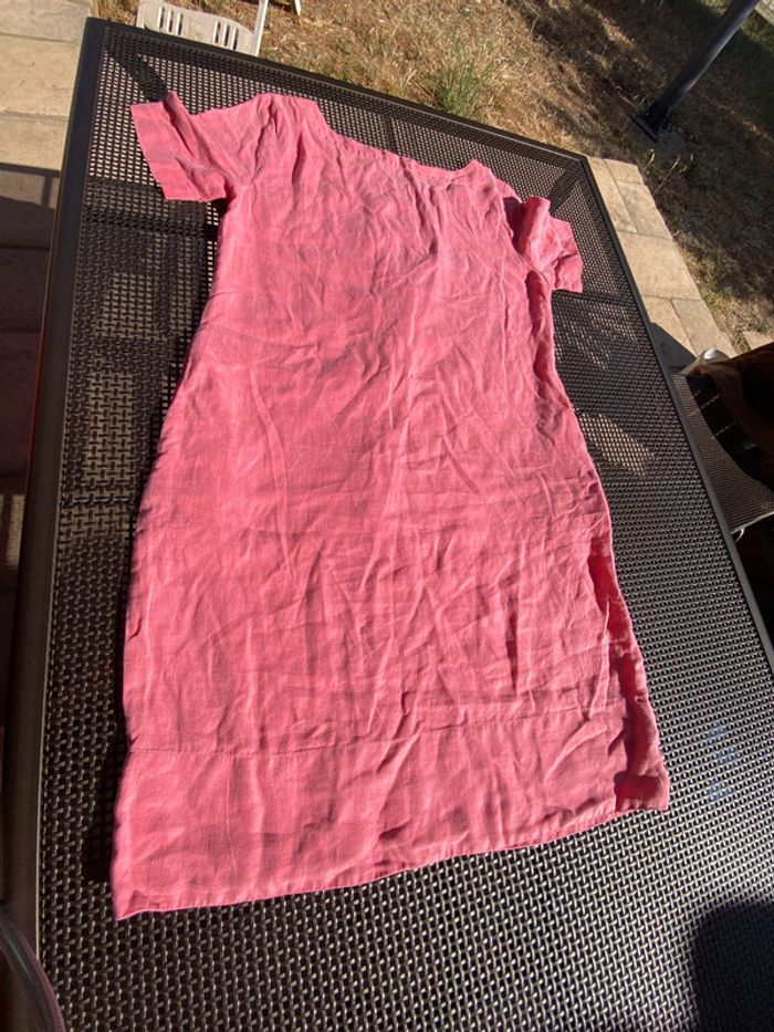 Belle robe en lin, rose avec poche, taille un - photo numéro 11